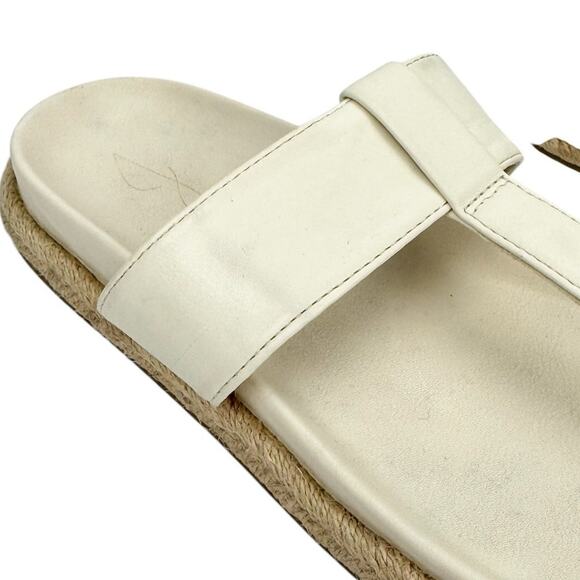 Joie Cream Faux Leather T Strap Slip On Espadrilles Sandals Sz 8.5M Lightweight - Picture 16 of 16